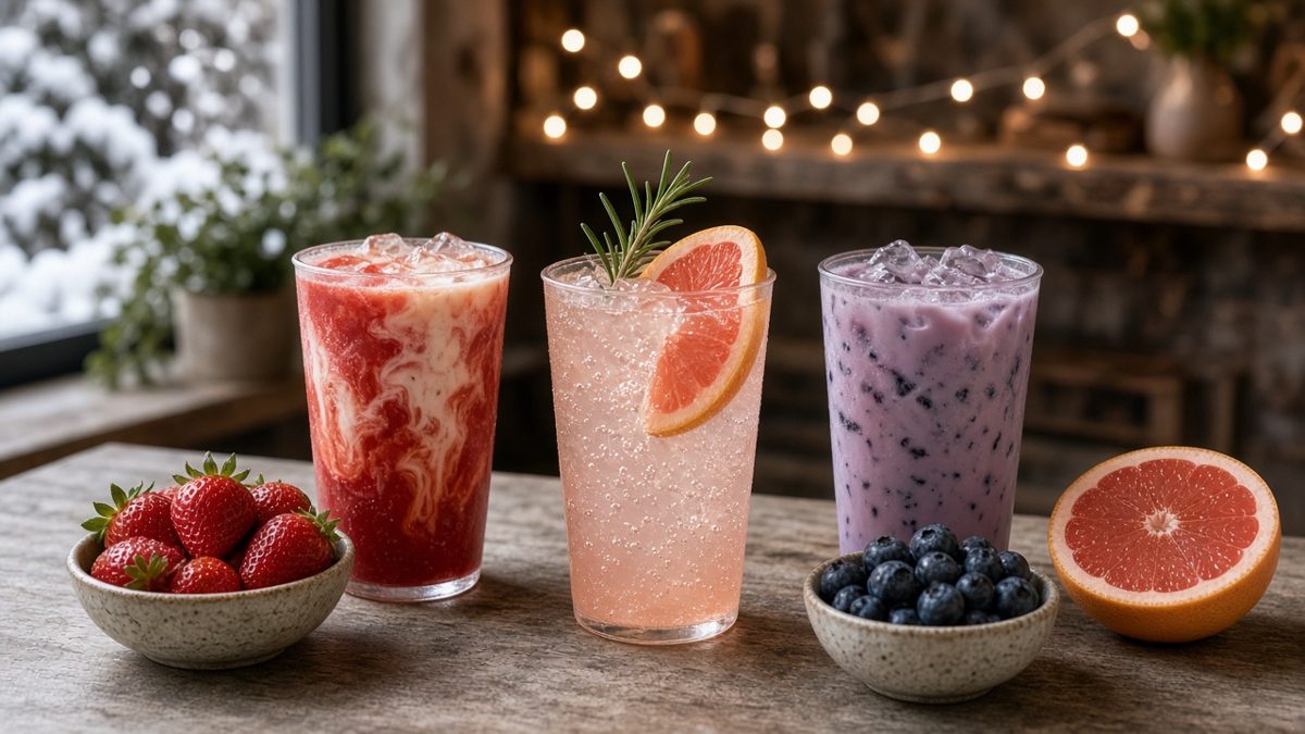 Holiday Cafe Drink Menu: Real Fruit Syrup Builds for Winter